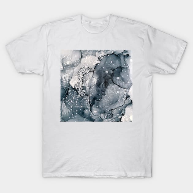 Icy Payne's Grey Abstract Bubble / Snow Painting T-Shirt by Elizabeth Karlson Art